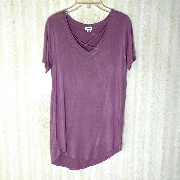 ❤️ GARAGE cross cross v neck shirt sleeve purple Top Size XS - Picture 3 of 6